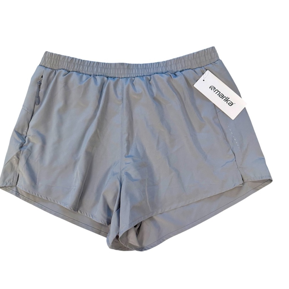 NWT Marika Tek Athletic Shorts XL Running Gray Zip Pockets Quick Dry Lined